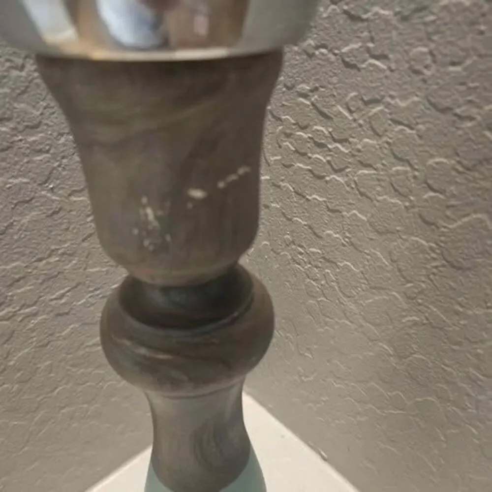 Two tone wood candlestick holder 15.5 inch
